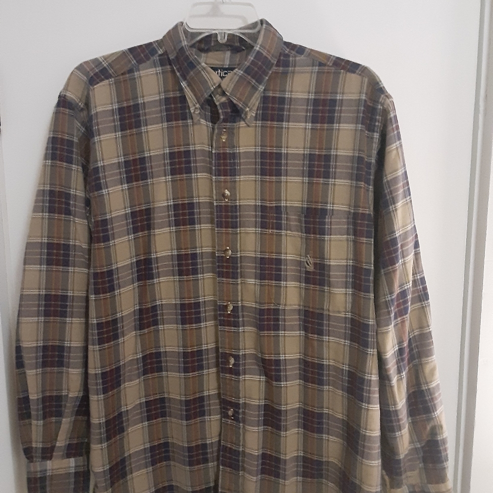 Nautica dress shirt XL brown